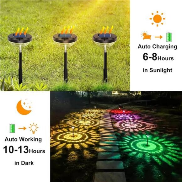 Bright Solar Pathway Lights 8 Pack, Color Changing + Warm White LED Path Lights - Picture 3 of 7